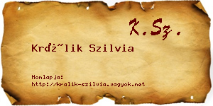 Králik Szilvia névjegykártya